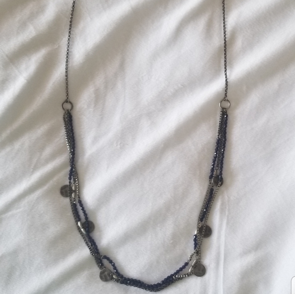 💙 Lia Sophia navy & silver opera necklace